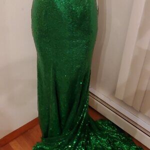Green sequence Gown